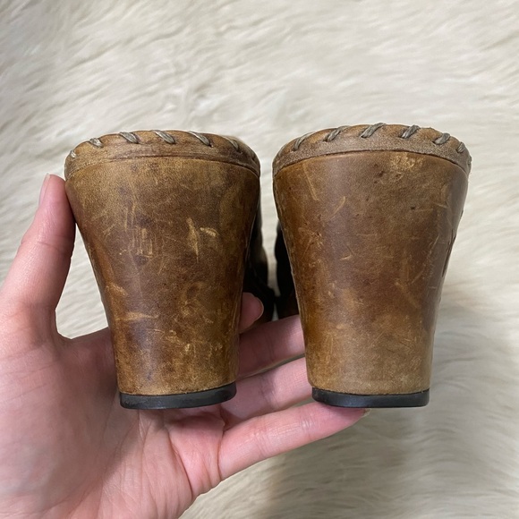 Frye Charlotte Ring Harness Brown Distressed Leather Clogs Slip On Mules Western - Picture 7 of 10